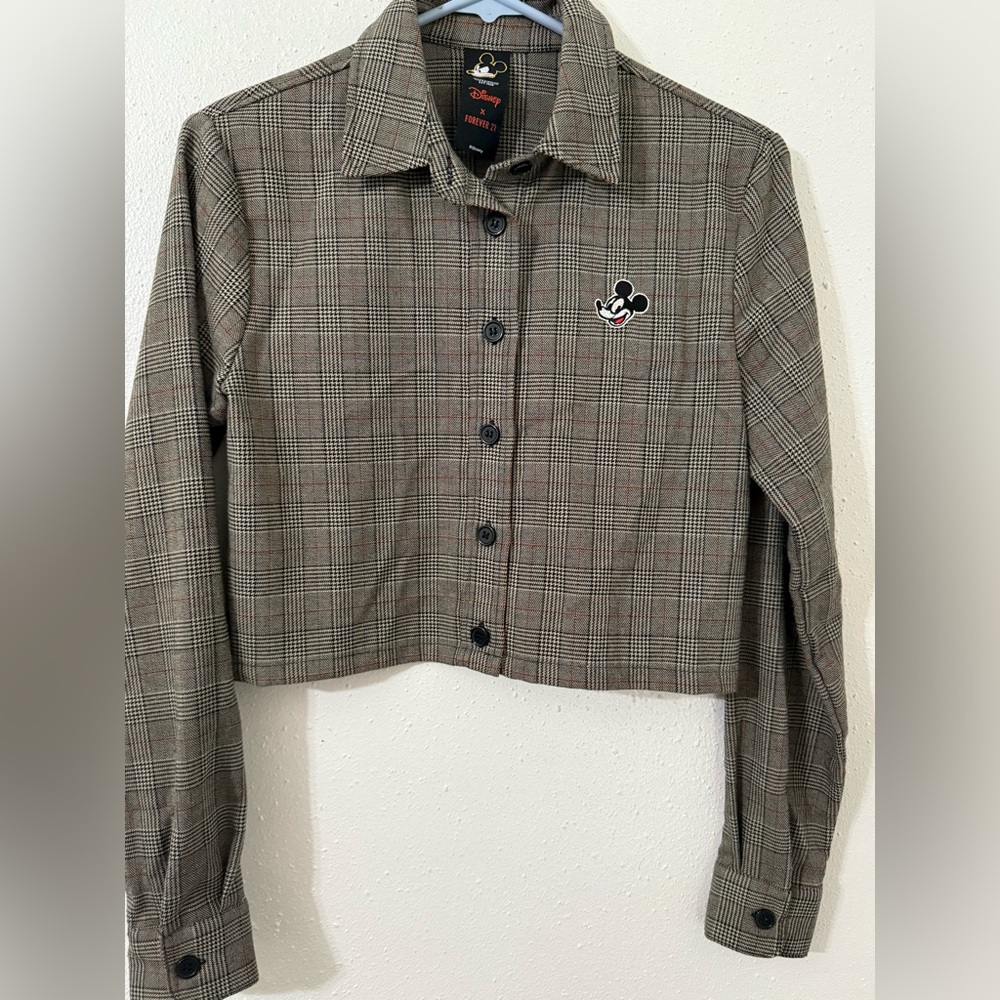 Forever 21 Brown Plaid Cropped Blazer